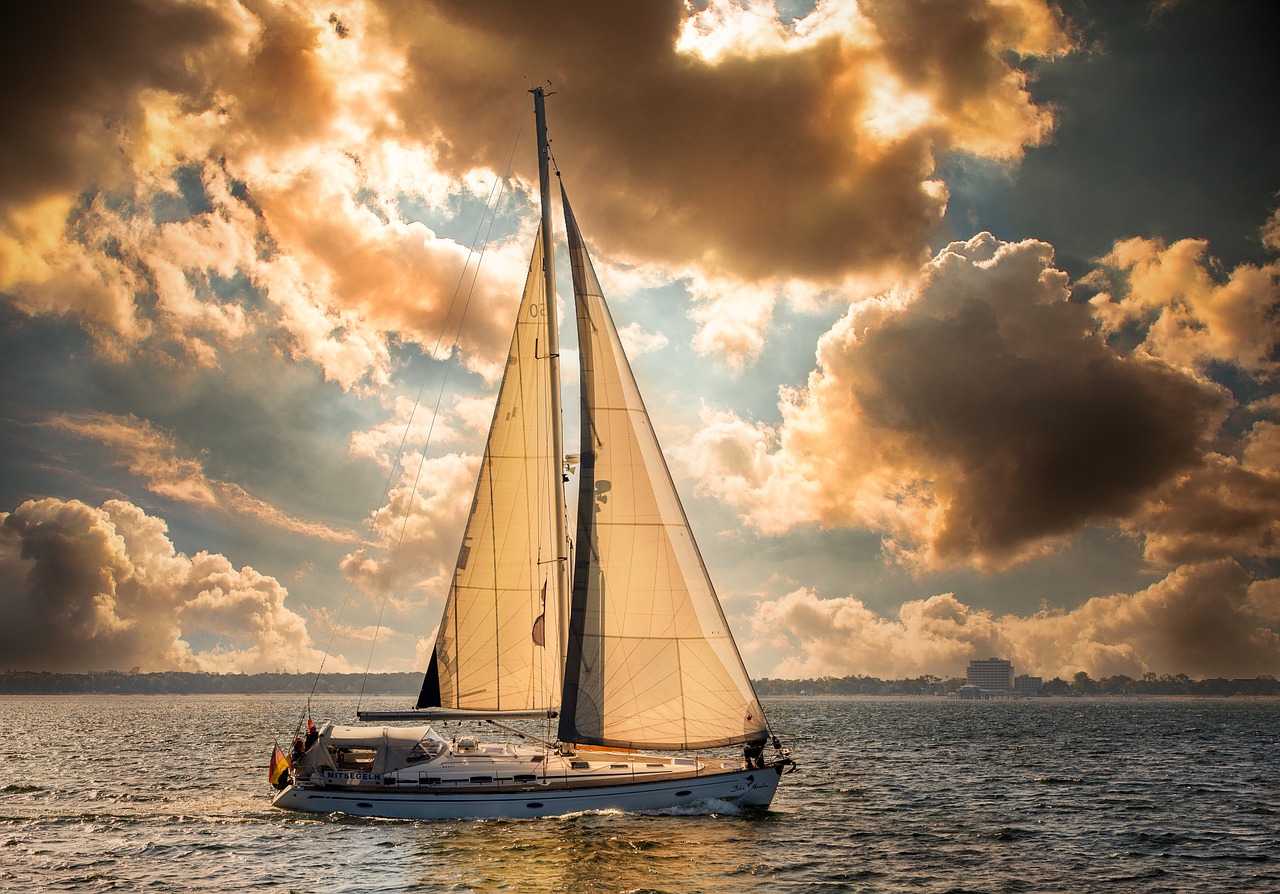 boat, ocean, sunset